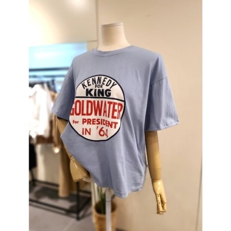 라운드 프린트 반팔티 스카이블루