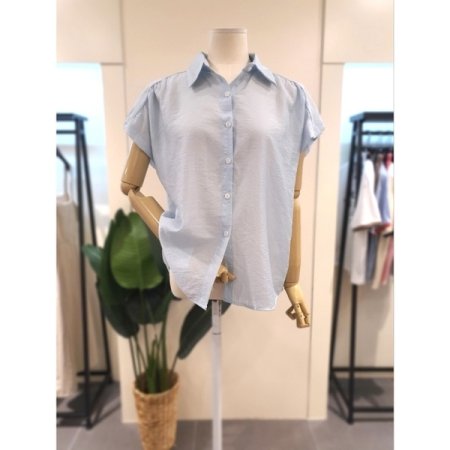 실켓 사선소매 블라우스 화이트