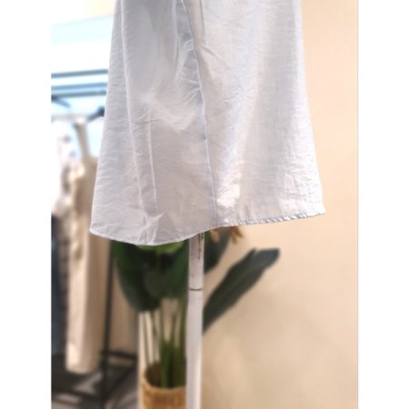 썸머 사선 소매 블라우스 블루