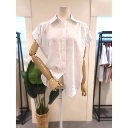 썸머 사선 소매 블라우스 블루