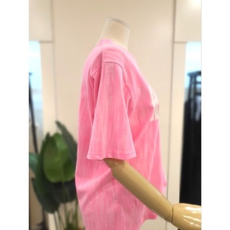 형광 헤리 반팔 티셔츠 핑크