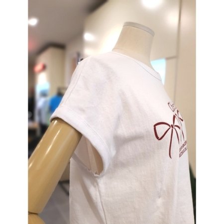 체리 리본 민소매 티셔츠 아이보리