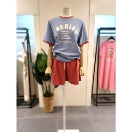 체리 반팔 반바지 세트 아이보리