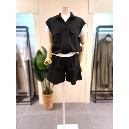 바스락 베스트 반바지 세트 2색상