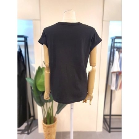 체리 리본 민소매 티셔츠 블랙