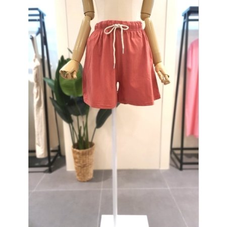 배색 반팔 반바지 세트 스카이블루