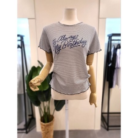 물결 스트라이프 반팔티 레드