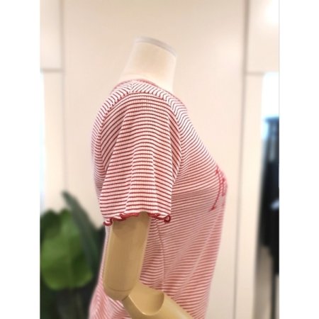 물결 스트라이프 반팔티 레드