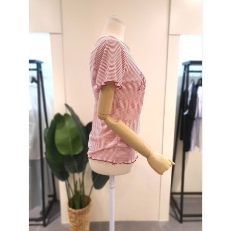 물결 스트라이프 반팔티 레드