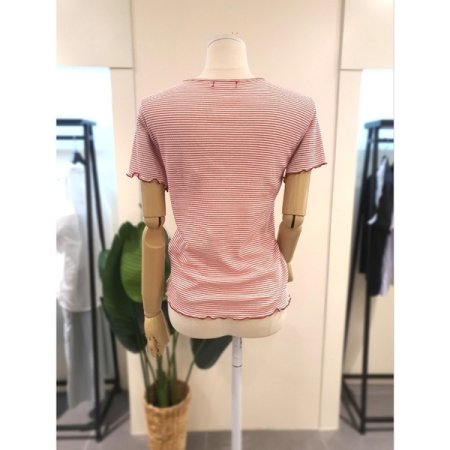 물결 스트라이프 반팔티 레드