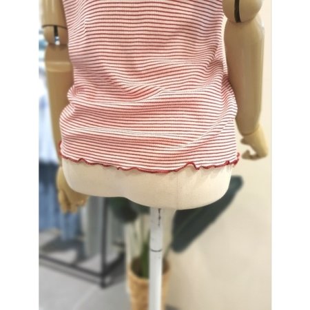 물결 스트라이프 반팔티 레드