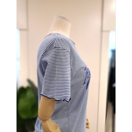 와플 물결 스트라이프 티셔츠스카이블루