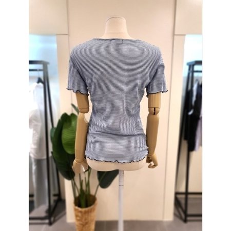 와플 물결 스트라이프 티셔츠스카이블루