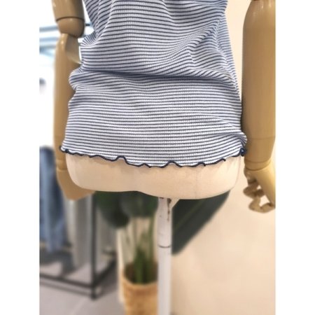 와플 물결 스트라이프 티셔츠스카이블루