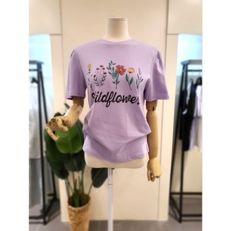 플라워 퍼프소매 반팔티 아이보리