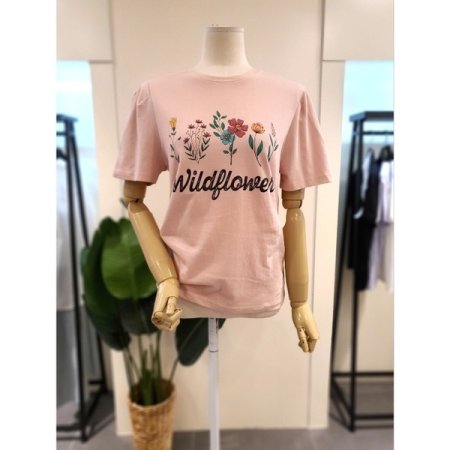 플라워 퍼프소매 반팔티 아이보리