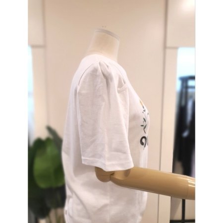 플라워 퍼프소매 반팔티 아이보리