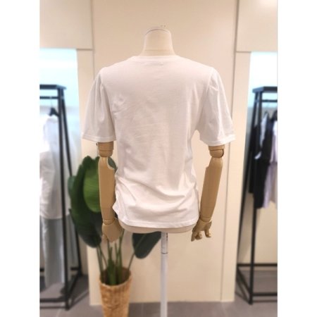 플라워 퍼프소매 반팔티 아이보리