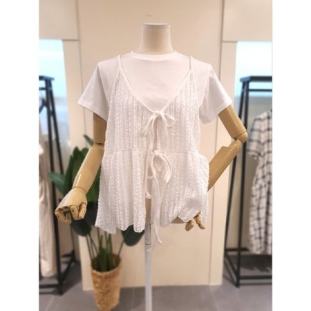 리본 레이어드 뷔스티에 아이보리