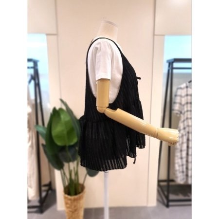 리본 레이어드 뷔스티에 블랙