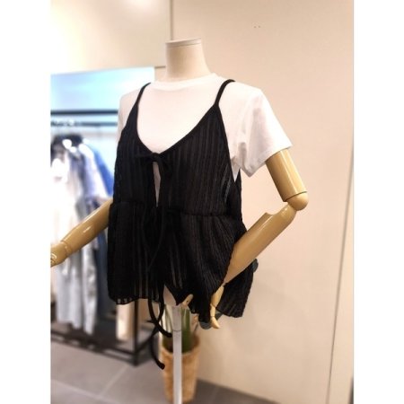 리본 레이어드 뷔스티에 블랙