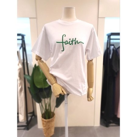 자수 반팔 티셔츠 아이보리