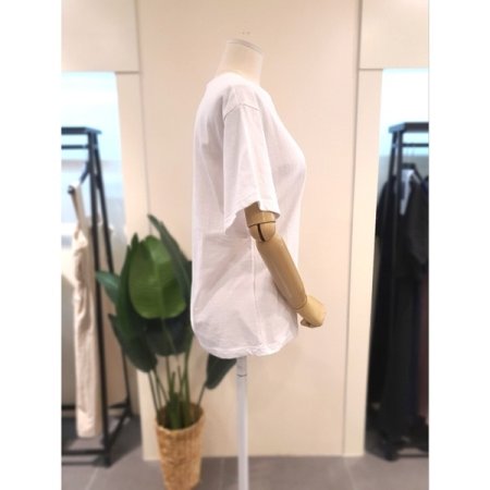 자수 반팔 티셔츠 아이보리