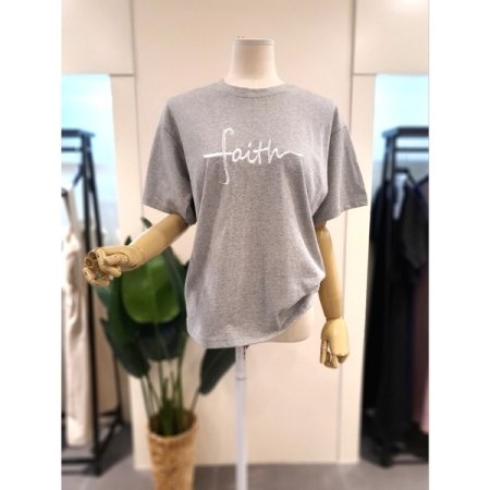 자수 반팔 티셔츠 아이보리