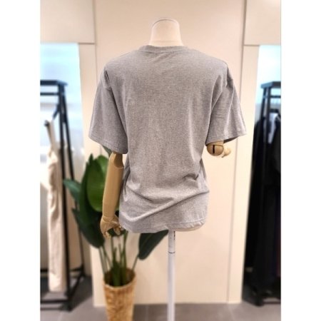 자수 반팔 티셔츠 그레이