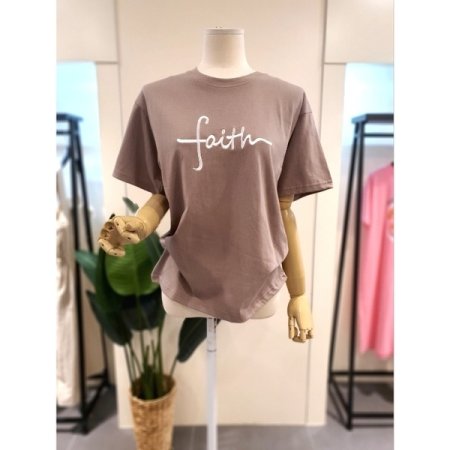 자수 반팔 티셔츠 그레이