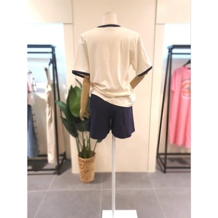 배색 트레이닝 세트 베이지