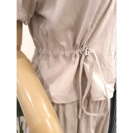 스트링 반팔 블라우스 팬츠 세트 베이