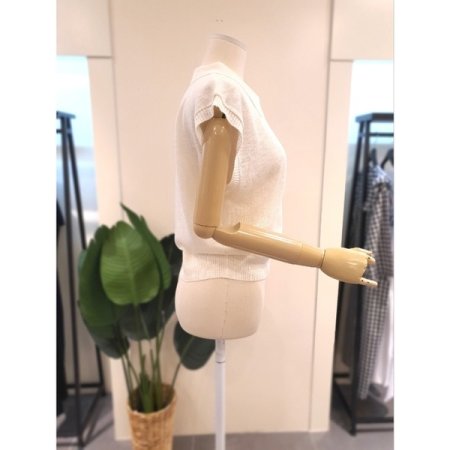 카라 집업 반팔 니트 아이보리