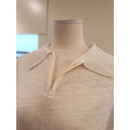 카라 집업 반팔 니트 아이보리