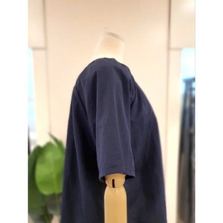 미스칸트 바스락 셔링 반팔 블라우스 네이비