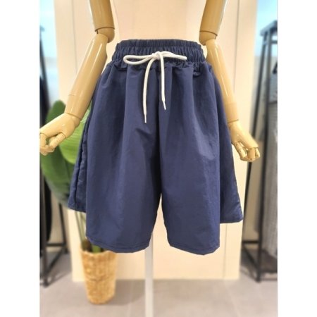 바스락 4부 밴딩 반바지 네이비