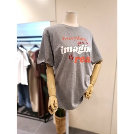 요거트 프린팅 티셔츠 그레이