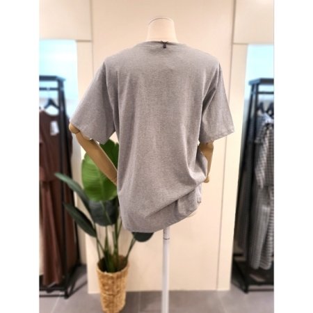 요거트 프린팅 티셔츠 그레이