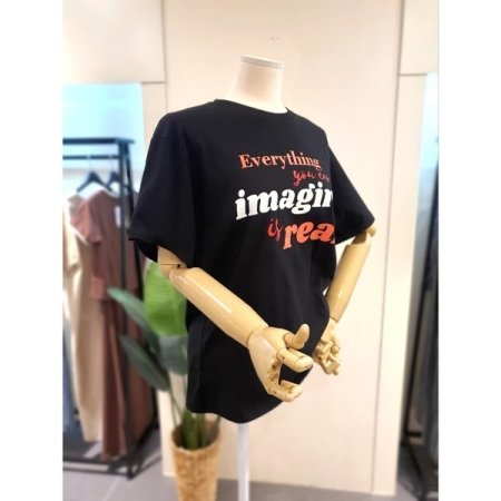 요거트 프린팅 티셔츠 블랙