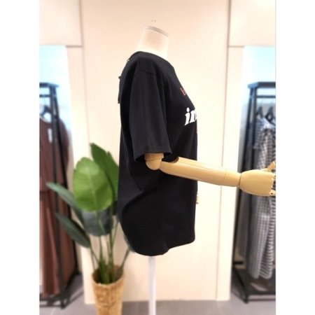 요거트 프린팅 티셔츠 블랙