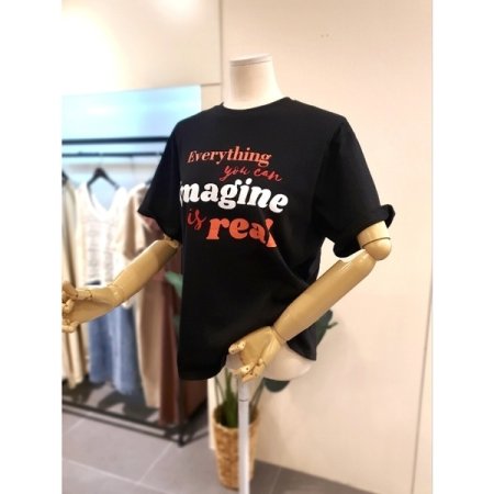 요거트 프린팅 티셔츠 블랙