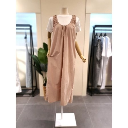 스트링 셔링 민소매 원피스 다크그레이