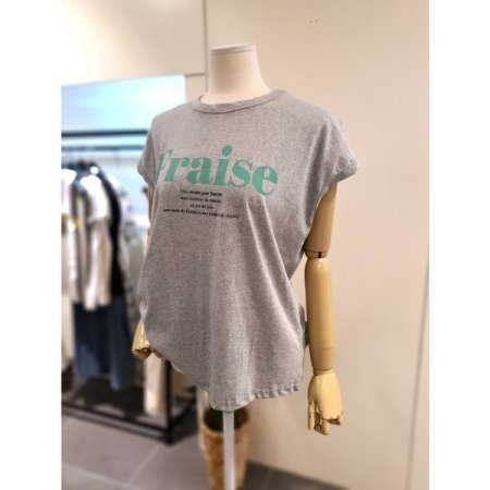 프레이즈 캡소매 티셔츠 그레이