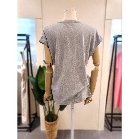 프레이즈 캡소매 티셔츠 그레이