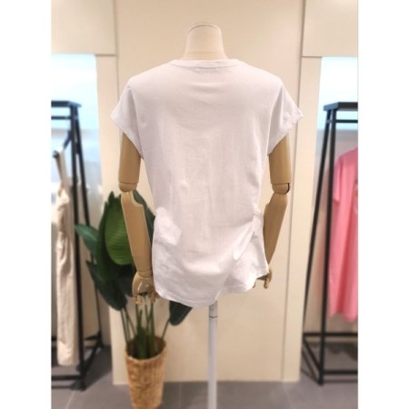 프레이즈 만소매 티셔츠 화이트