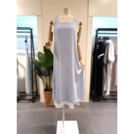 스퀘어넥 레이어드 민소매 원피스 화이