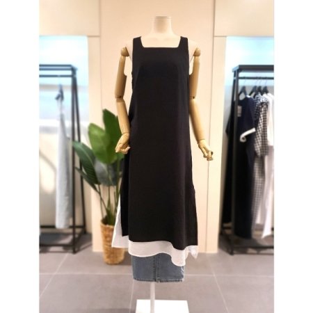 스퀘어넥 레이어드 민소매 원피스 화이