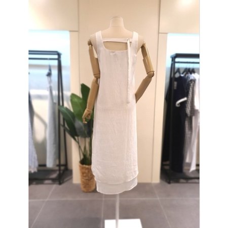 스퀘어넥 레이어드 민소매 원피스 화이