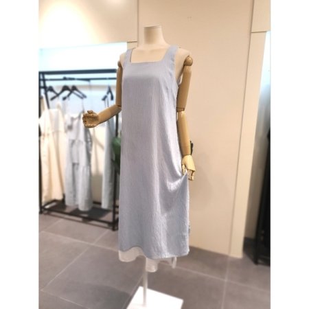 스퀘어넥 레이어드 원피스 스카이블루