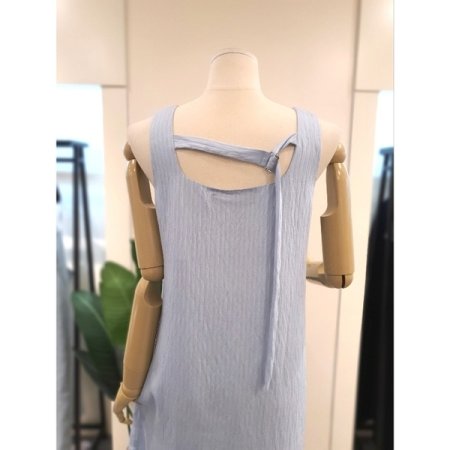 스퀘어넥 레이어드 원피스 스카이블루